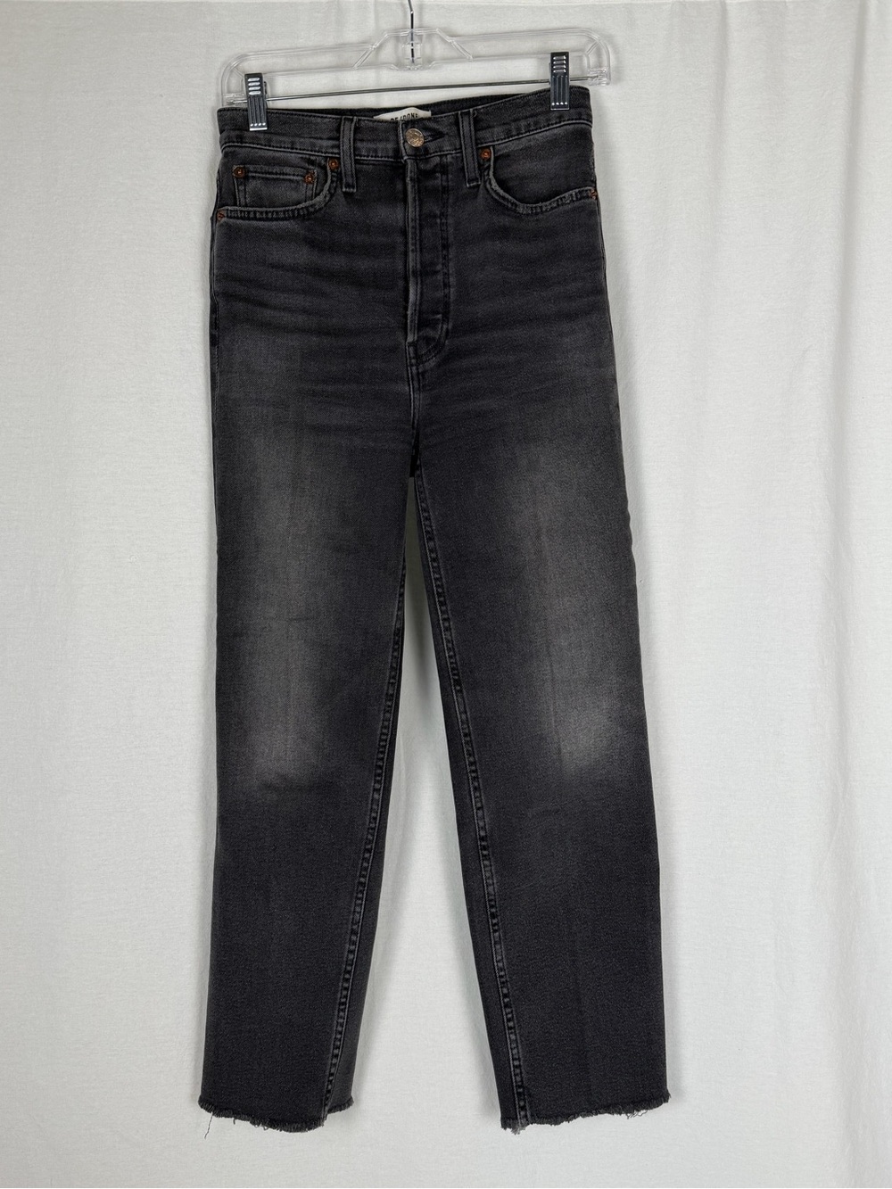 RE/DONE 70s Ultra High Rise Stove Pipe Jeans Inky Black 26